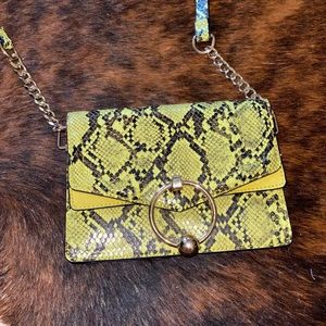 Neon Green/Yellow Faux Snake Skin Purse